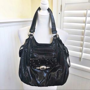 Sienna Ricchi Black Snakeskin Shoulder Bag EUC